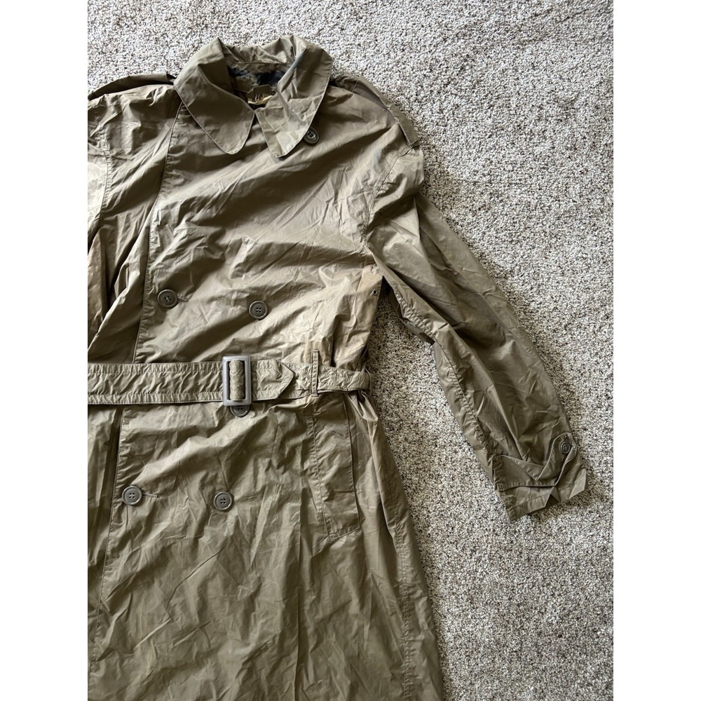US Army Vintage 50s Korean War Rain Coat Military Trench 36 REG Nylon Taupe Read - Picture 3 of 16